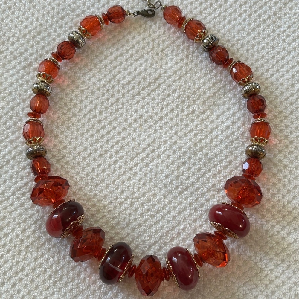 vintage art amber bead‎ necklace